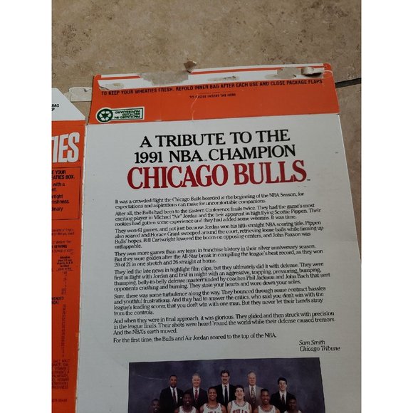 General Mills Wheaties 1991 NBA World Champion Chicago Bulls empty box - Picture 6 of 7